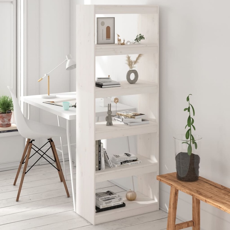 Berkfield Book Cabinet/Room Divider White 60x30x167.5 cm Solid Wood Pine