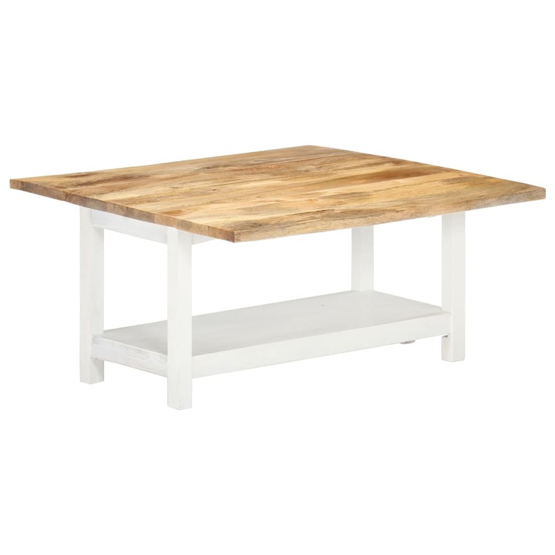 Berkfield Extendable Coffee Table White 90x(45-90)x45 cm Solid Mango Wood