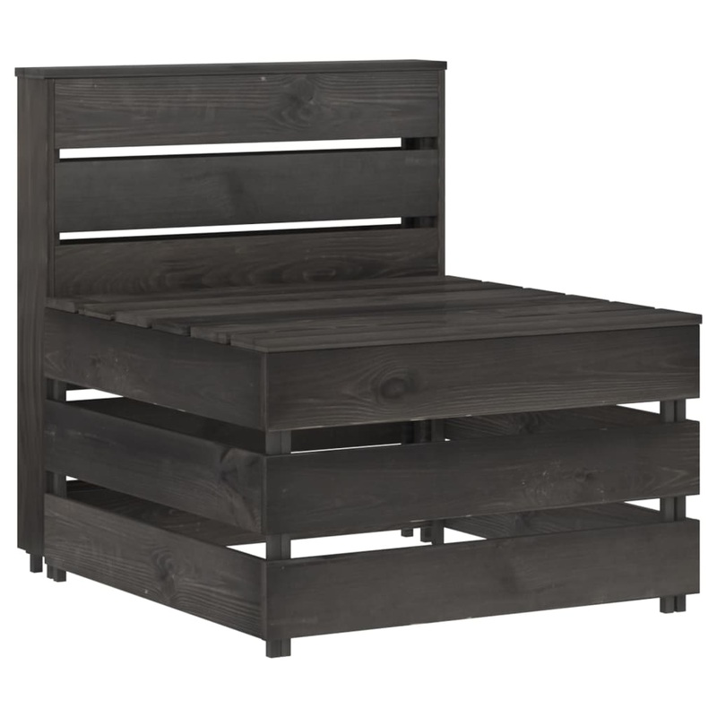 Berkfield Garden Pallet Middle Sofa Grey Impregnated Pinewood