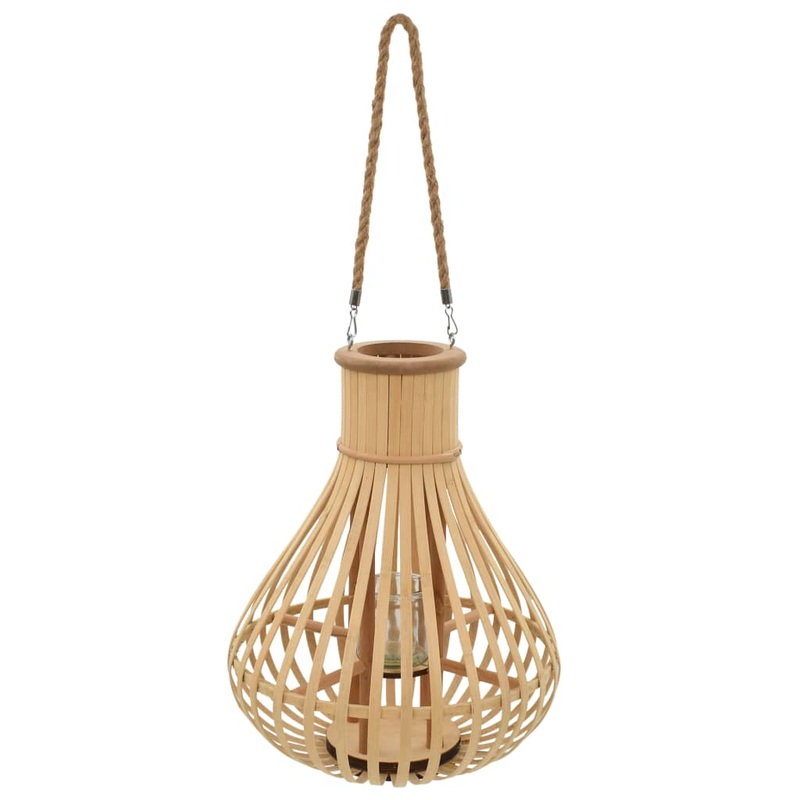 Berkfield Hanging Candle Lantern Holder Bamboo Natural