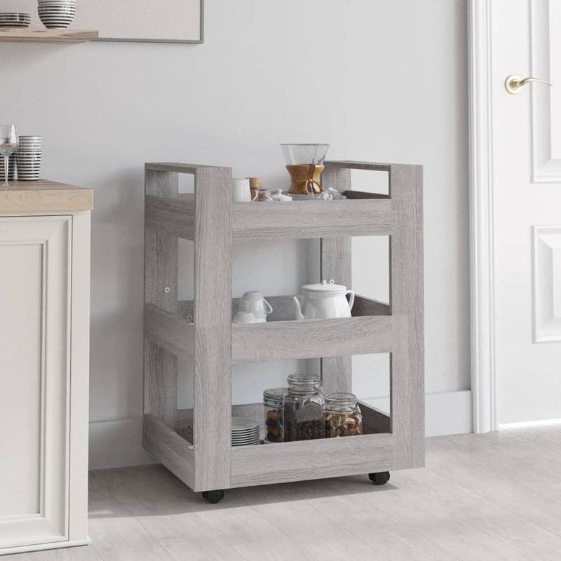 Berkfield Kitchen Trolley Grey Sonoma 60x45x80 cm Engineered Wood