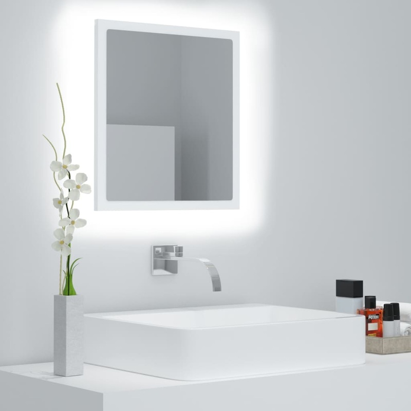 Berkfield LED Bathroom Mirror White 40×8.5×37 cm Acrylic
