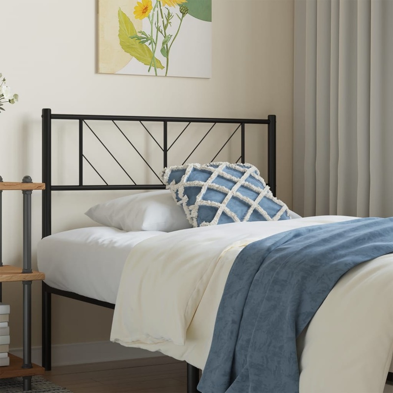 Berkfield Metal Headboard Black 112×90 cm