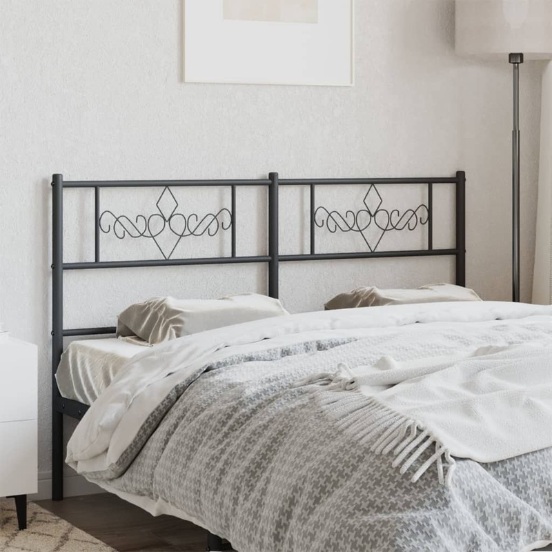 Berkfield Metal Headboard Black 135 cm