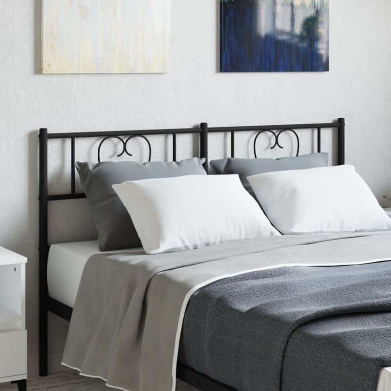 Berkfield Metal Headboard Black 160 cm