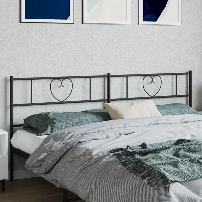 Berkfield Metal Headboard Black 193 cm