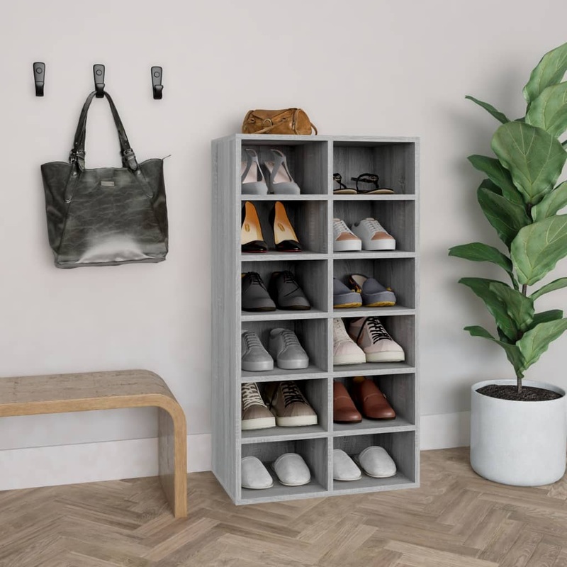 Berkfield Shoe Rack Grey Sonoma 54x34x100.5 cm Engineered Wood
