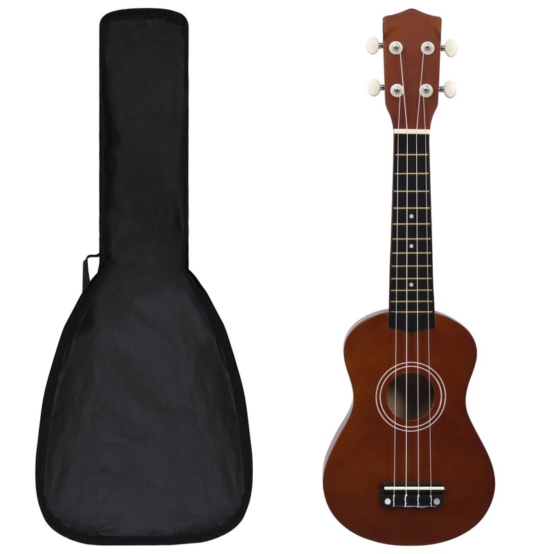 Berkfield Soprano Ukulele Set with Bag for Kids Dark Wood 21