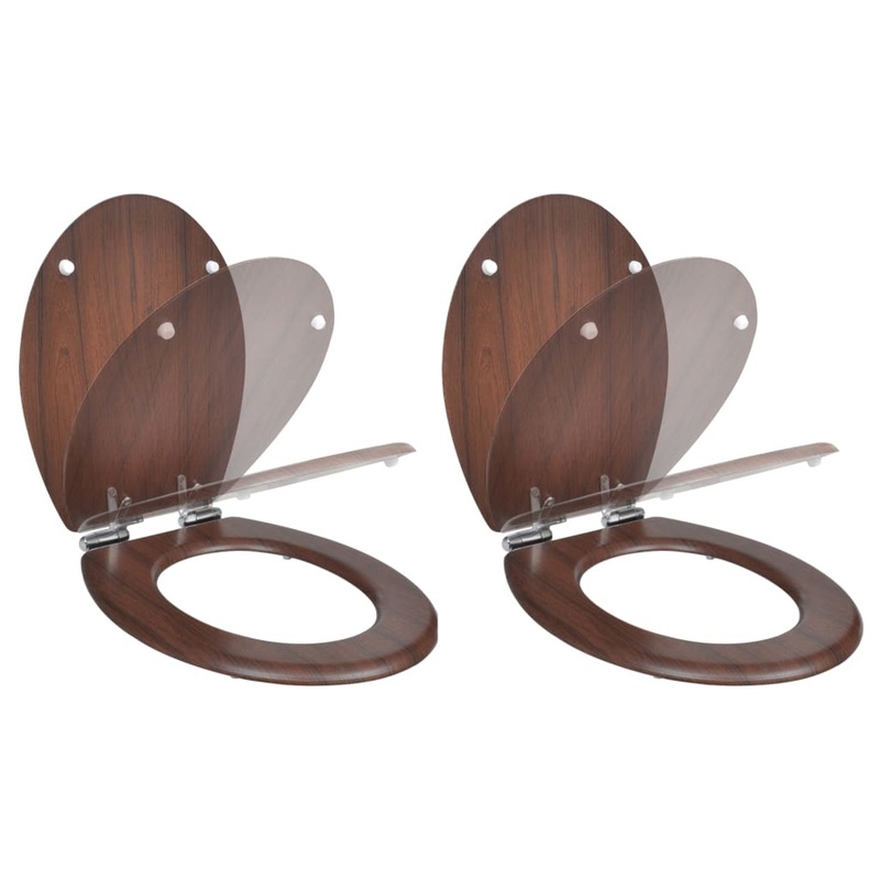 Berkfield Toilet Seats with Soft Close Lids 2 pcs MDF Brown