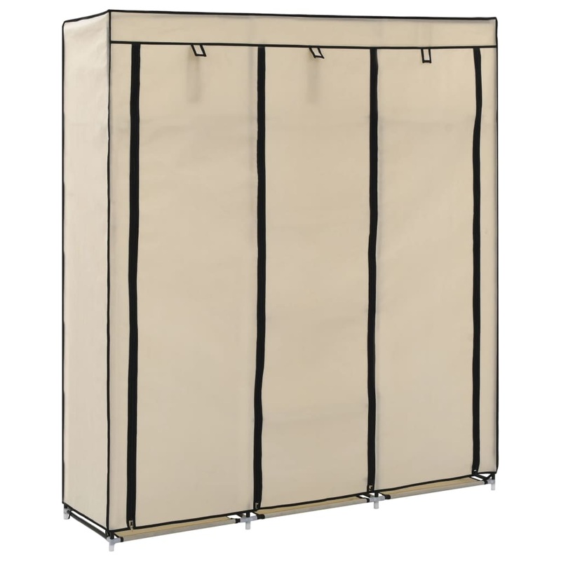 Berkfield Wardrobe with Compartments and Rods Cream 150x45x175 cm Fabric