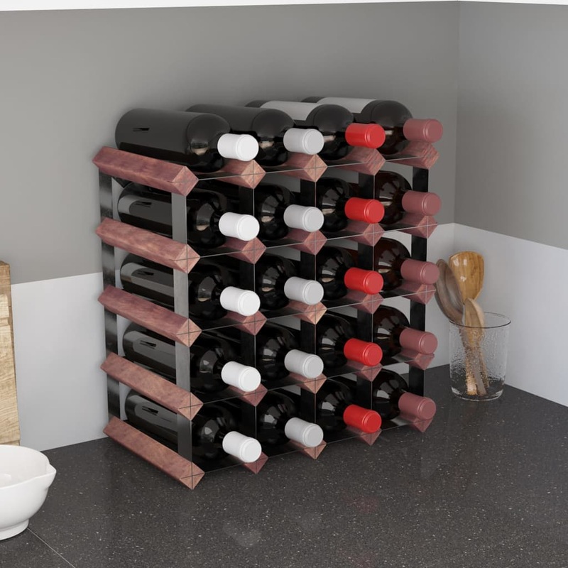 Berkfield Wine Rack for 20 Bottles Brown Solid Wood Pine