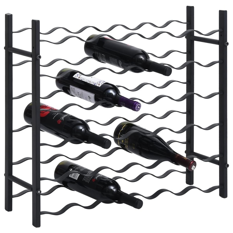 Berkfield Wine Rack for 36 Bottles Black Iron