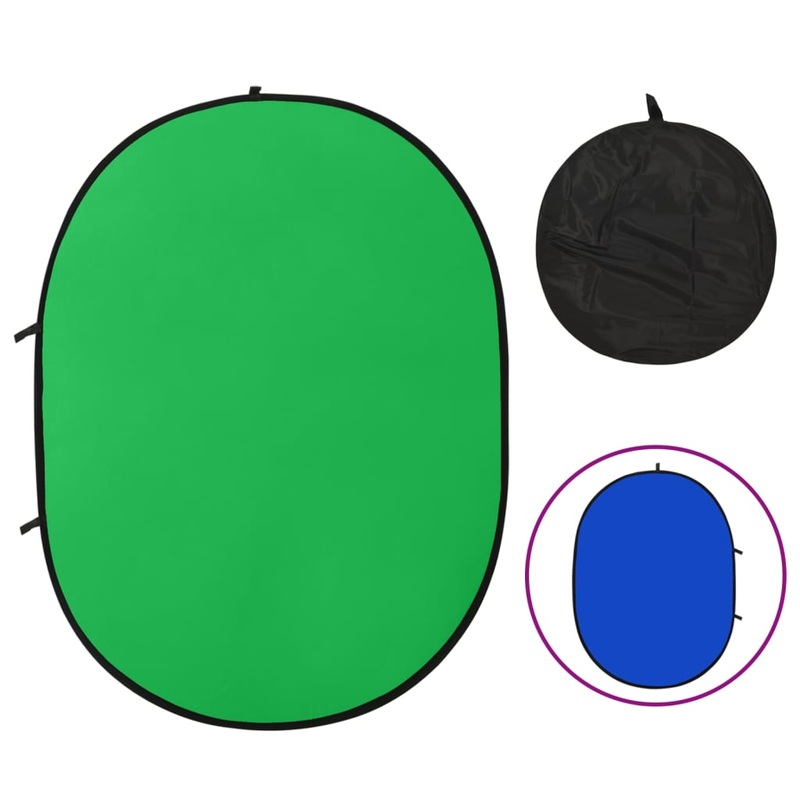 Berkfield 2 in 1 Oval Studio Background Screen Green and Blue 200×150 cm