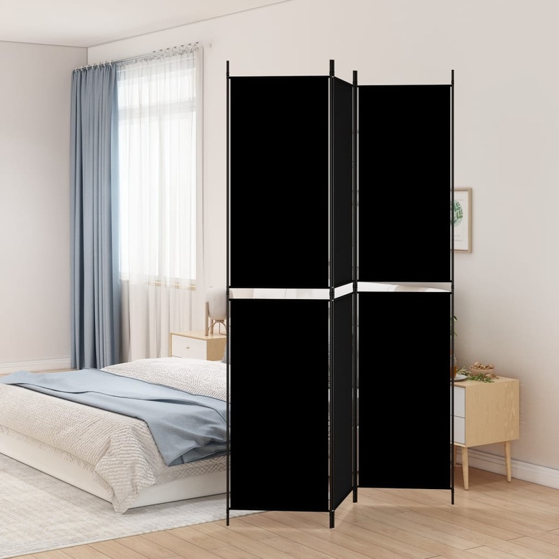 Berkfield 3-Panel Room Divider Black 150×220 cm Fabric