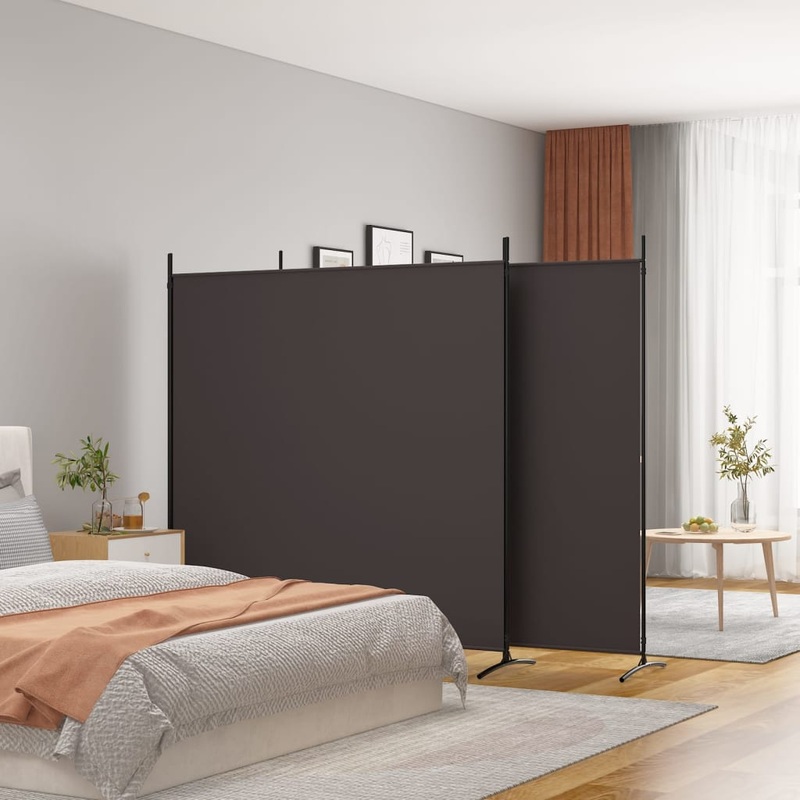 Berkfield 3-Panel Room Divider Brown 525×180 cm Fabric