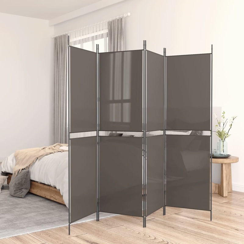 Berkfield 4-Panel Room Divider Anthracite 200×200 cm Fabric