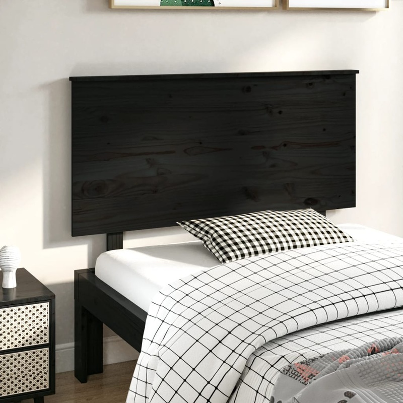 Berkfield Bed Headboard Black 124x6x82.5 cm Solid Wood Pine