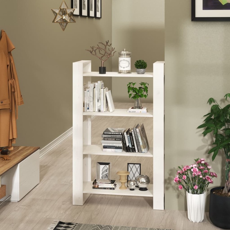 Berkfield Book Cabinet/Room Divider White 80x35x125 cm Solid Wood Pine