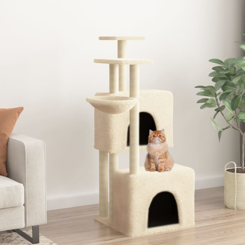 Berkfield Cat Tree with Sisal Scratching Posts Cream 122 cm