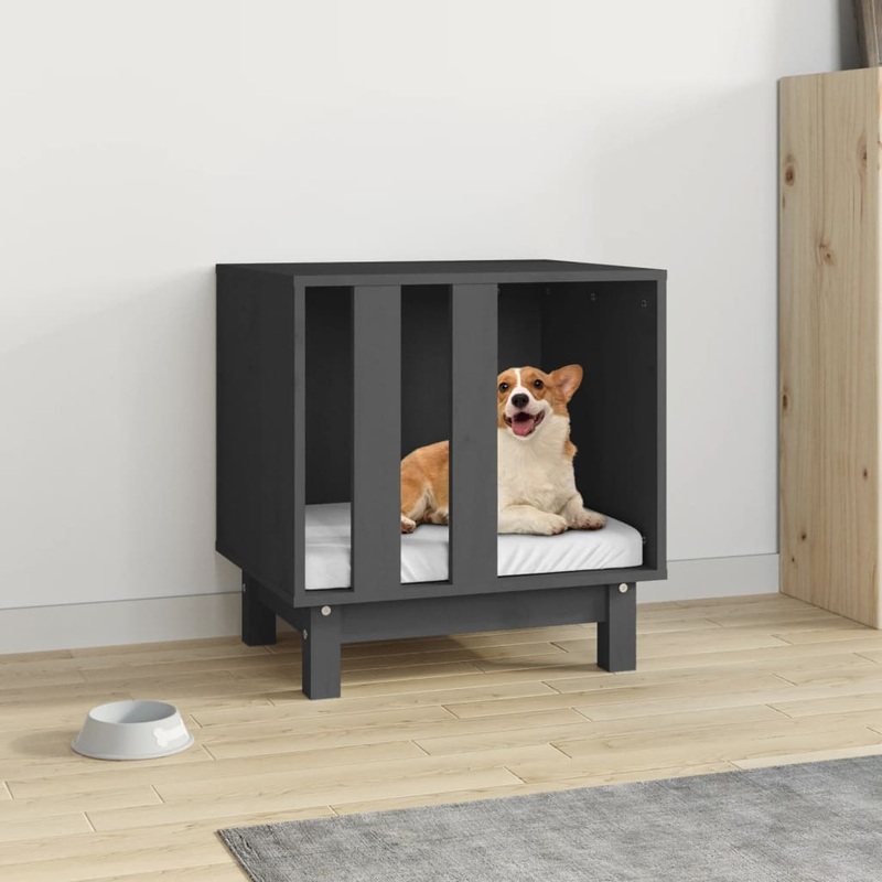 Berkfield Dog House Grey 50x40x52 cm Solid Wood Pine