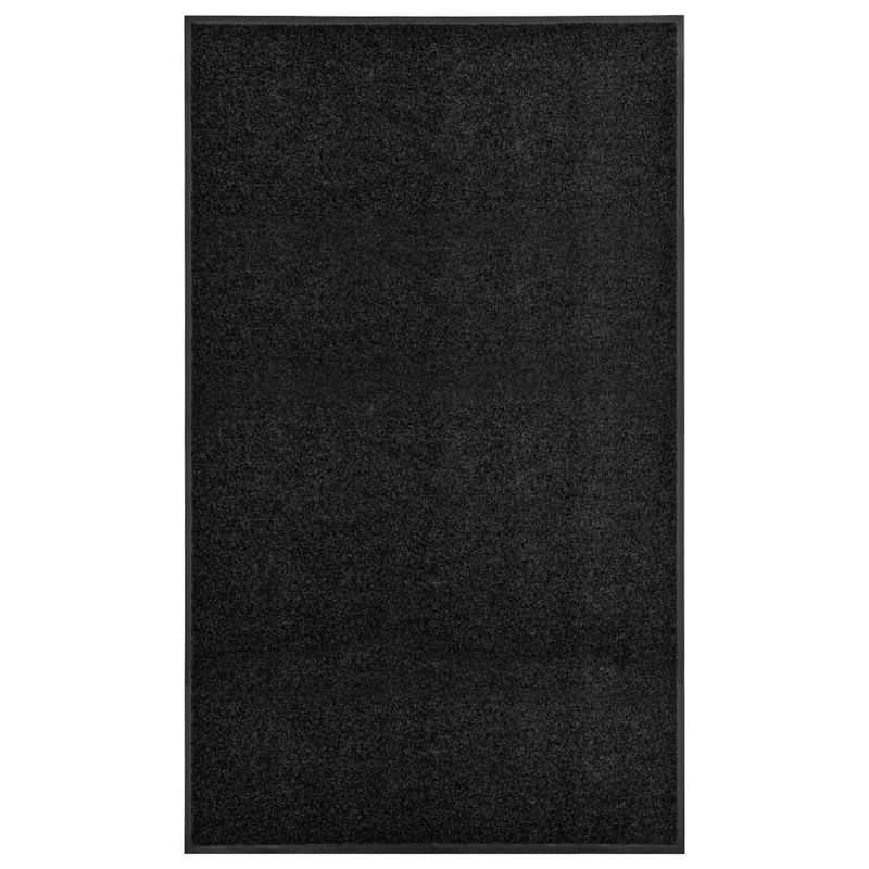 Berkfield Doormat Washable Black 90×150 cm