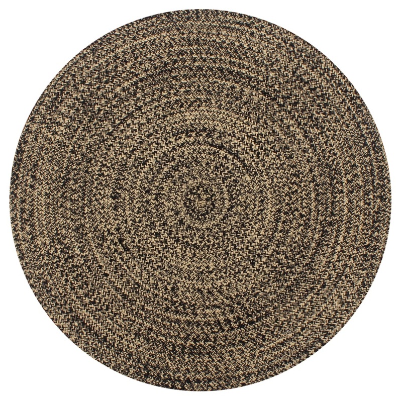 Berkfield Handmade Rug Jute Black and Natural 90 cm