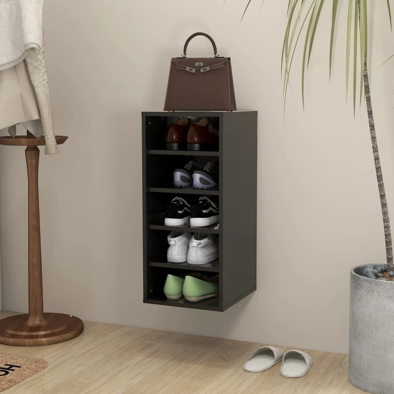 Berkfield Shoe Cabinet High Gloss Black 31.5x35x70 cm Engineered Wood