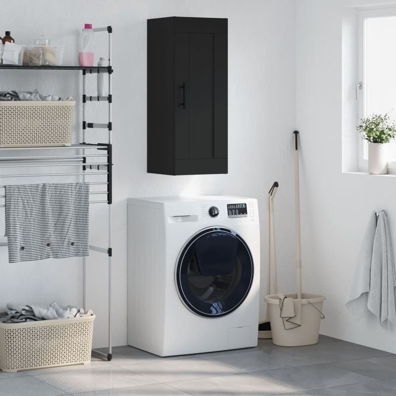 Berkfield Wall Mounted Cabinet Black 34.5x34x90 cm Engineered Wood