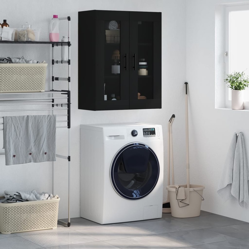 Berkfield Wall Mounted Cabinet Black 69.5x34x90 cm
