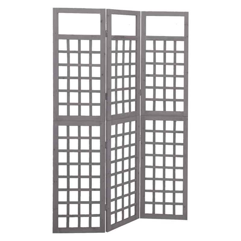 Berkfield 3-Panel Room Divider/Trellis Solid Fir Wood Grey 121×180 cm