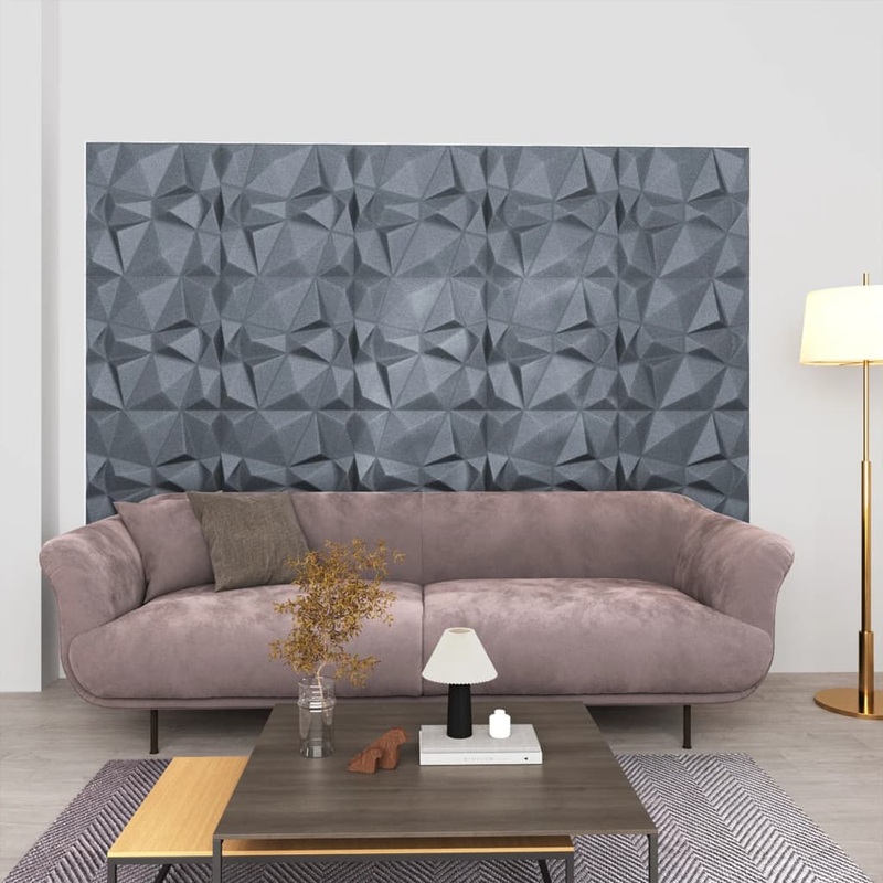 Berkfield 3D Wall Panels 24 pcs 50×50 cm Diamond Grey 6 m__