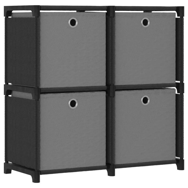 Berkfield 4-Cube Display Shelf with Boxes Black 69x30x72.5 cm Fabric