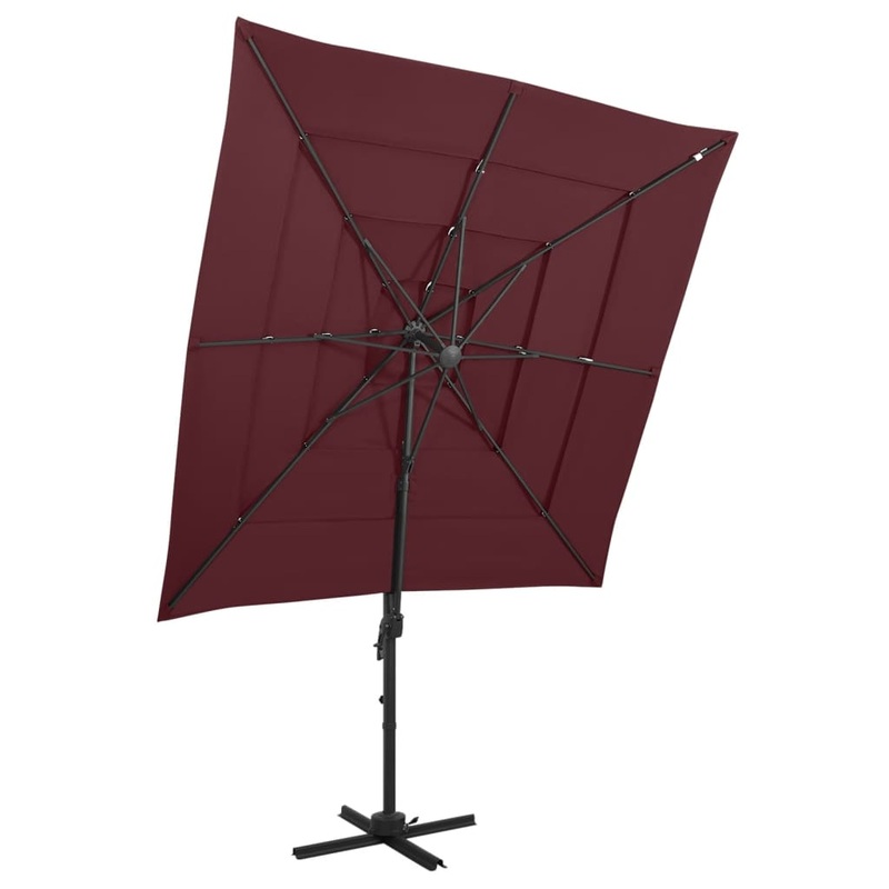Berkfield 4-Tier Parasol with Aluminium Pole Bordeaux Red 250×250 cm