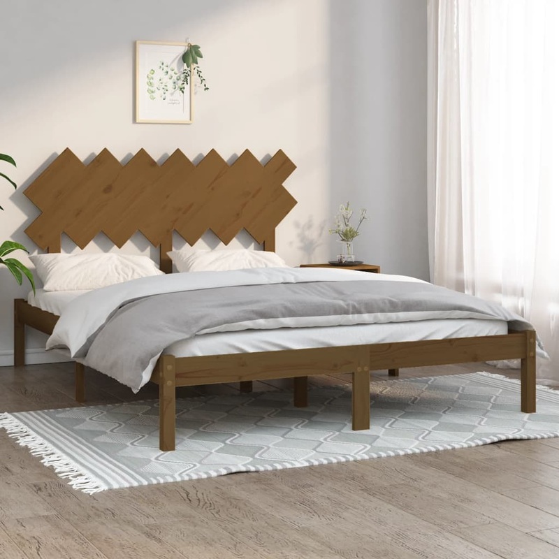 Berkfield Bed Frame Honey Brown 140×190 cm Solid Wood