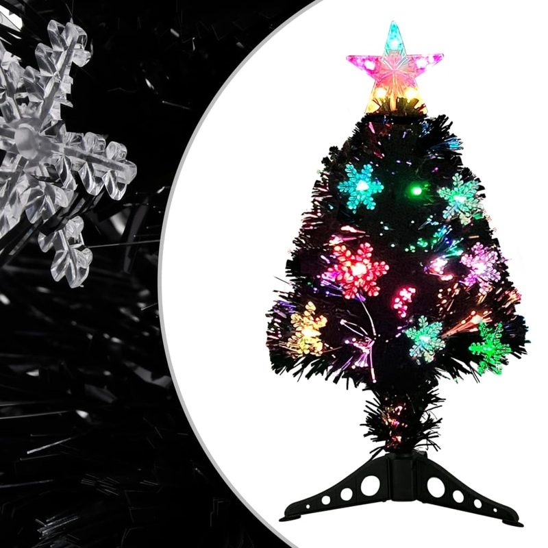Berkfield Christmas Tree with LED Snowflakes Black 64 cm Fibre Optic