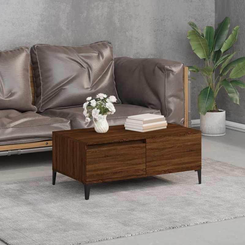 Berkfield Coffee Table Brown Oak 90x50x36.5 cm Engineered Wood