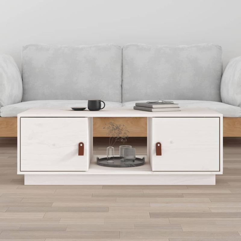 Berkfield Coffee Table White 100x50x35 cm Solid Wood Pine