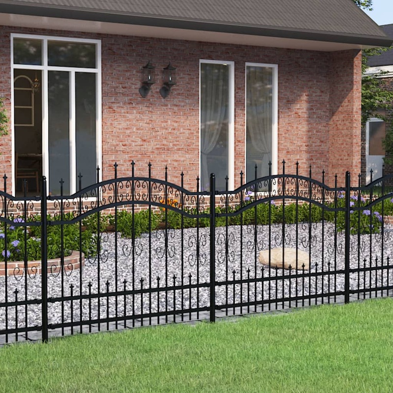 Berkfield Garden Fence with Spear Top Black 140 cm Powder-coated Steel