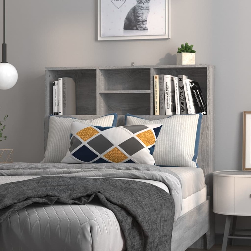 Berkfield Headboard Cabinet Grey Sonoma 100x19x103.5 cm