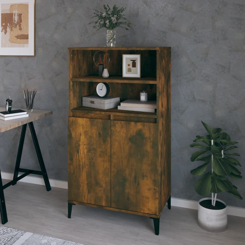 Berkfield Highboard Smoked Oak 60x36x110 cm Engineered Wood