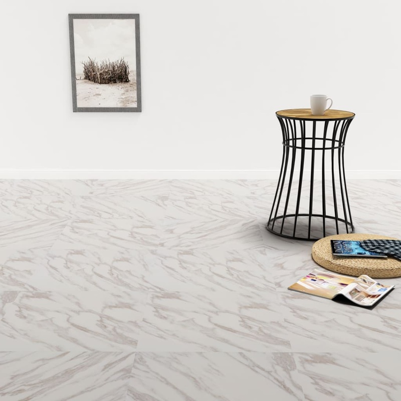 Berkfield Self-adhesive Flooring Planks 20 pcs PVC 1.86 m__ White Marble