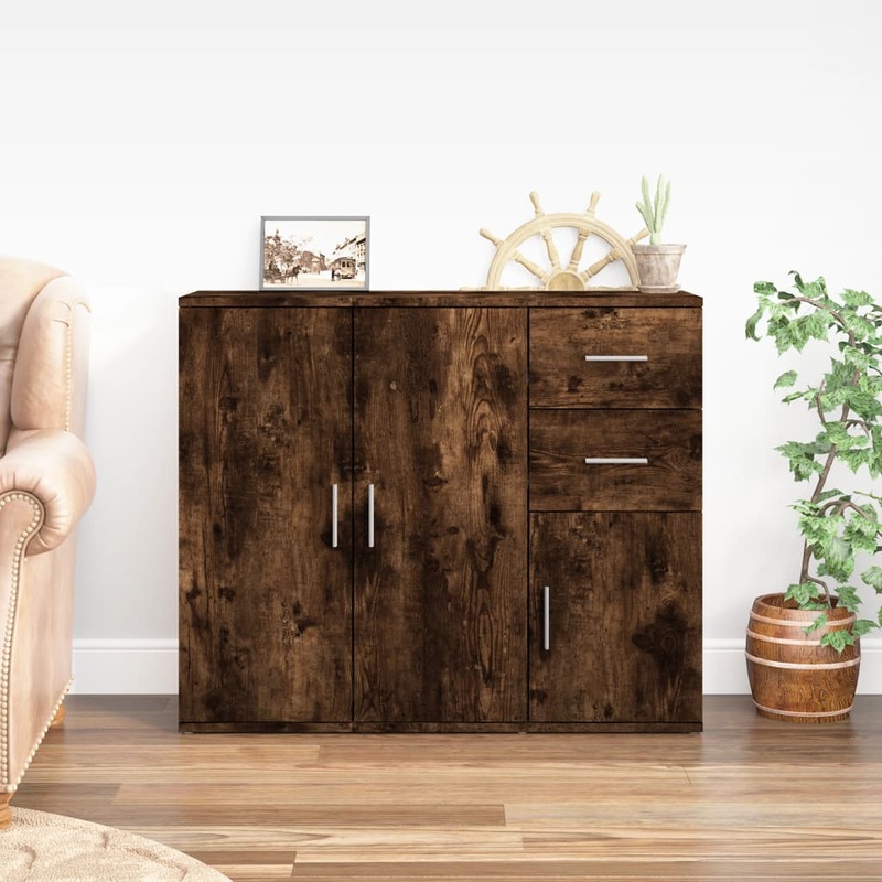 Berkfield Sideboard Smoked Oak 91×29.5×75 cm Engineered Wood