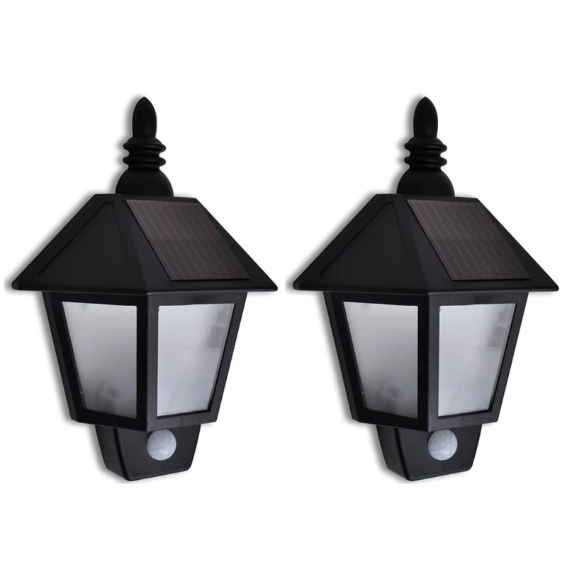 Berkfield Solar Wall Lamp with Motion Sensor 2 pcs