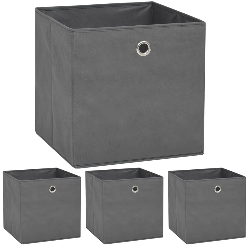 Berkfield Storage Boxes 4 pcs Non-woven Fabric 32x32x32 cm Grey