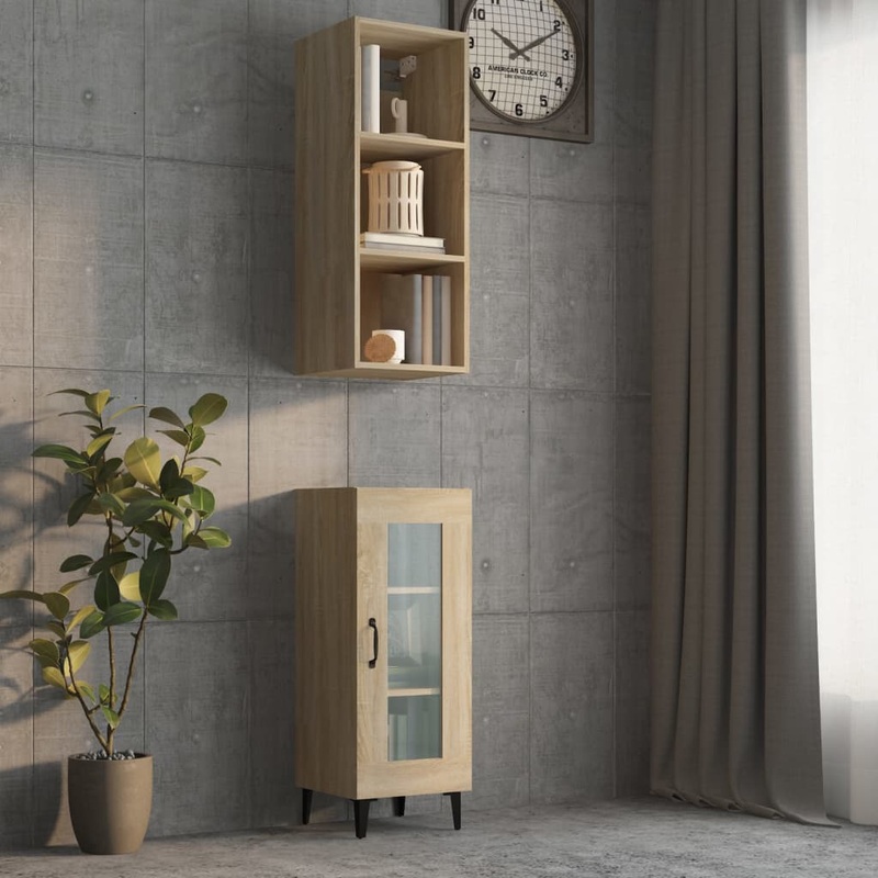Berkfield Wall Cabinet Sonoma Oak 34.5×32.5×90 cm Engineered Wood