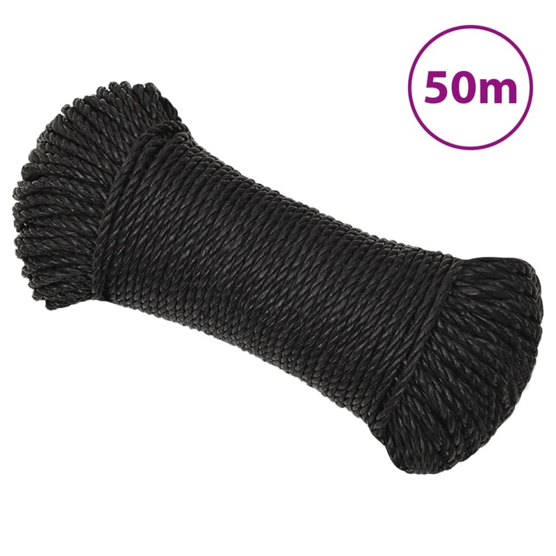 Berkfield Work Rope Black 6 mm 50 m Polypropylene
