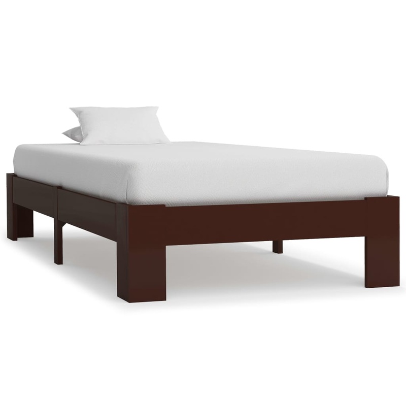 Berkfield Bed Frame Dark Brown Solid Pine Wood 100×200 cm