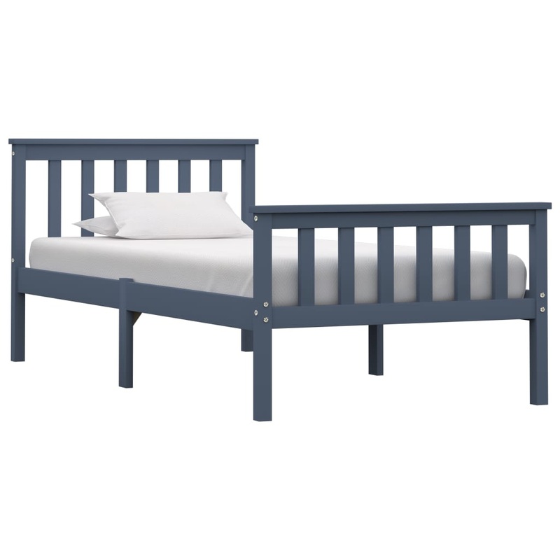 Berkfield Bed Frame Grey Solid Pinewood 100×200 cm