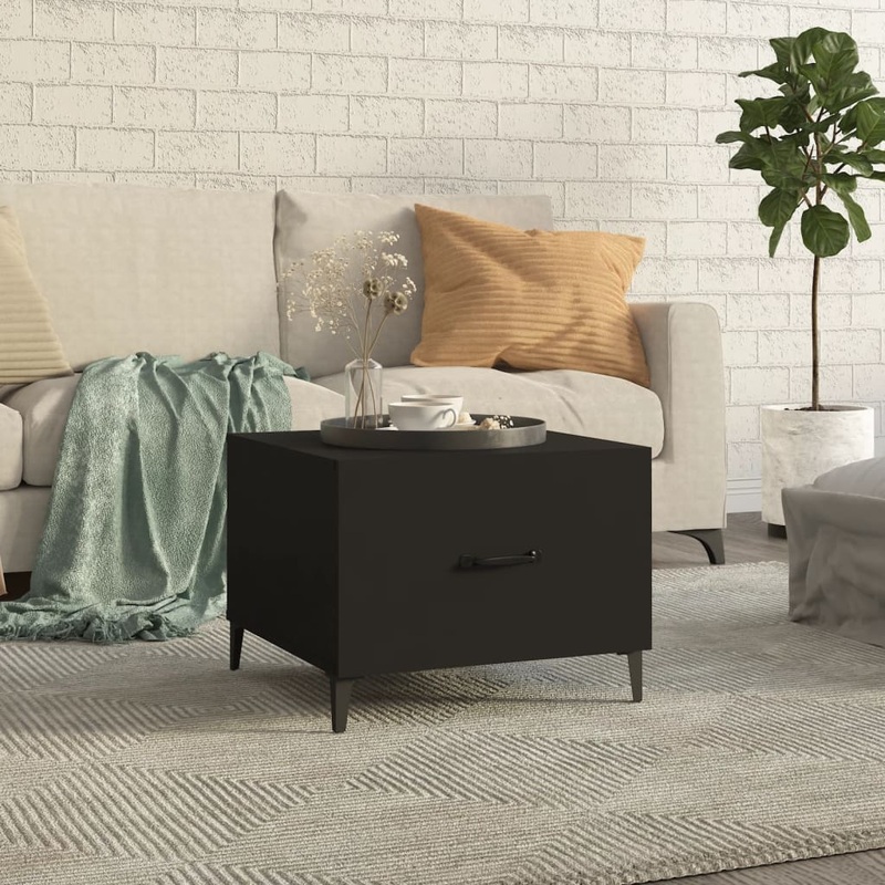 Berkfield Coffee Table with Metal Legs Black 50x50x40 cm
