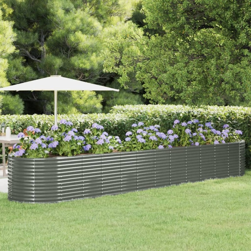 Berkfield Garden Raised Bed Powder-coated Steel 507x100x68 cm Grey